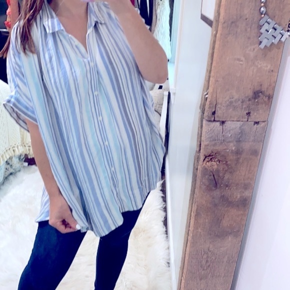 Time and Tru Tops - Time and Tru blue & white striped button down shirt size 3X